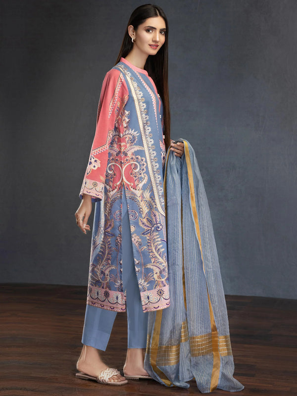 Unstitched Printed Lawn 3pcs